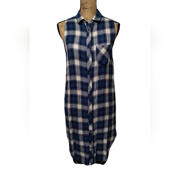 Rails Jordyn Split Plaid Blue And White Size S - Picture 1 of 6